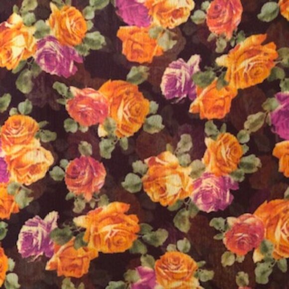 3/$15 Vintage Volcom Floral Orange Pink Roses Scarf Sheer Chiffon Oblong - Picture 1 of 5